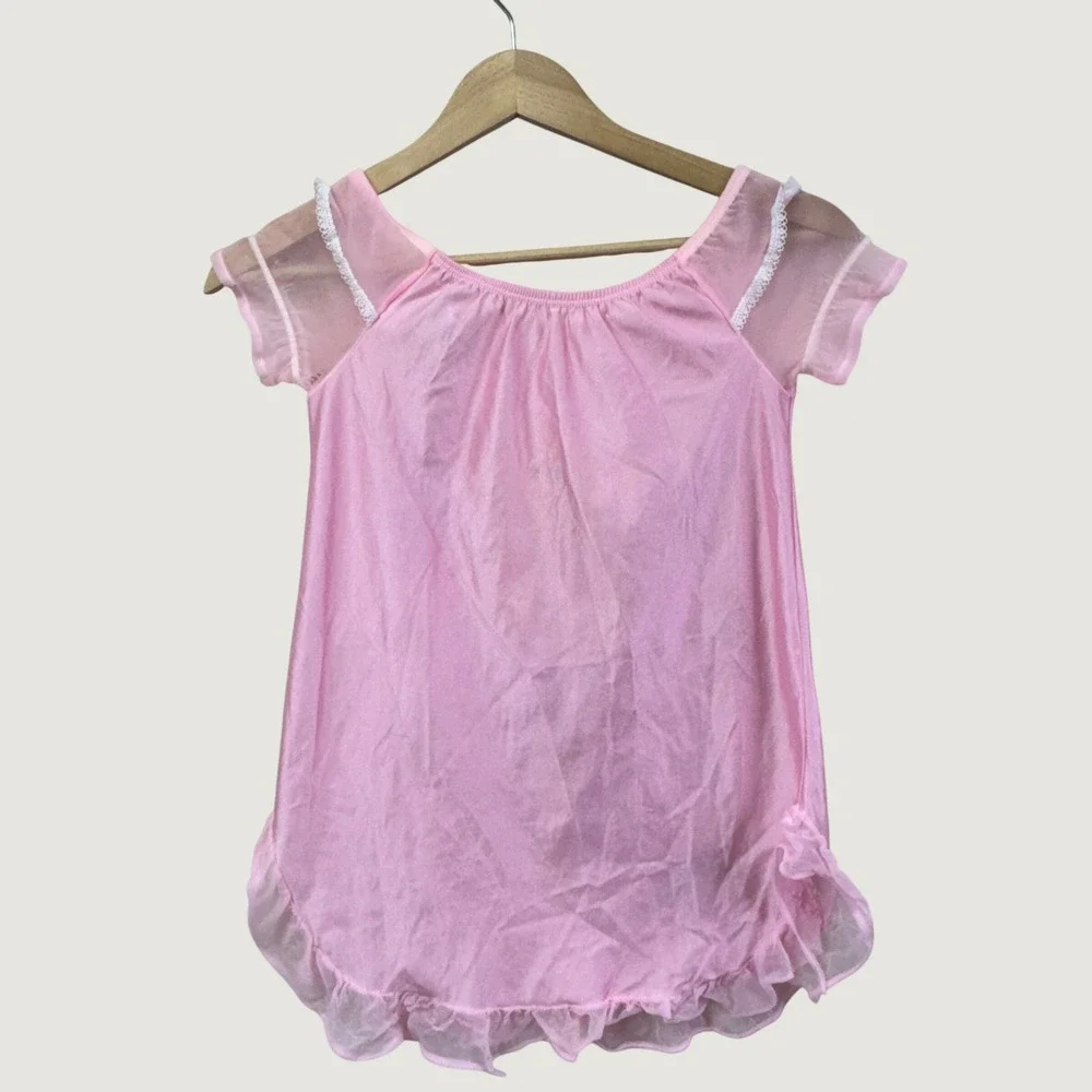 Barbie Vintage 90s Nightgown Girls Size 4/5 Pink Lace Barbiecore Mattel Set of 2